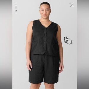 Eileen Fisher 3x Black Linen Relaxed Fit shorts new with tags